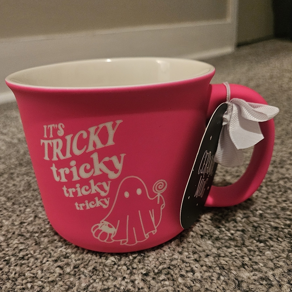 Hot Pink Ghost Trick Mug Neon Bright Halloween